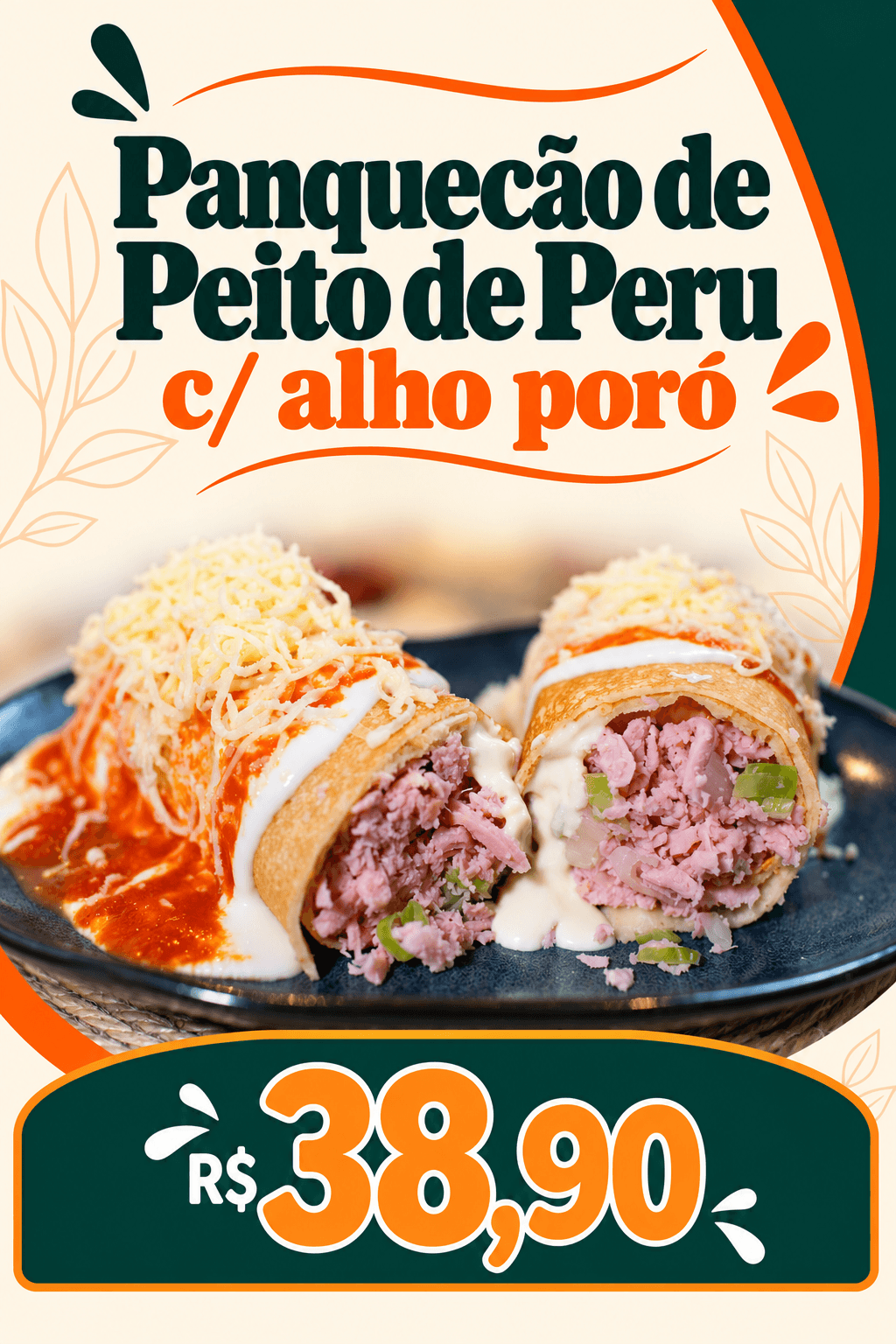 Panquecão de Peito de Peru c/ Alho Poró (400g)