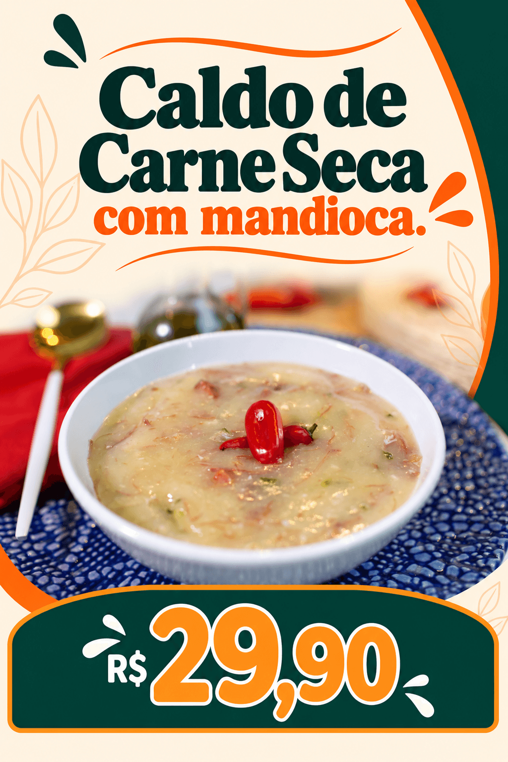 Caldo de Mandioca c/ Carne Seca (450ml)