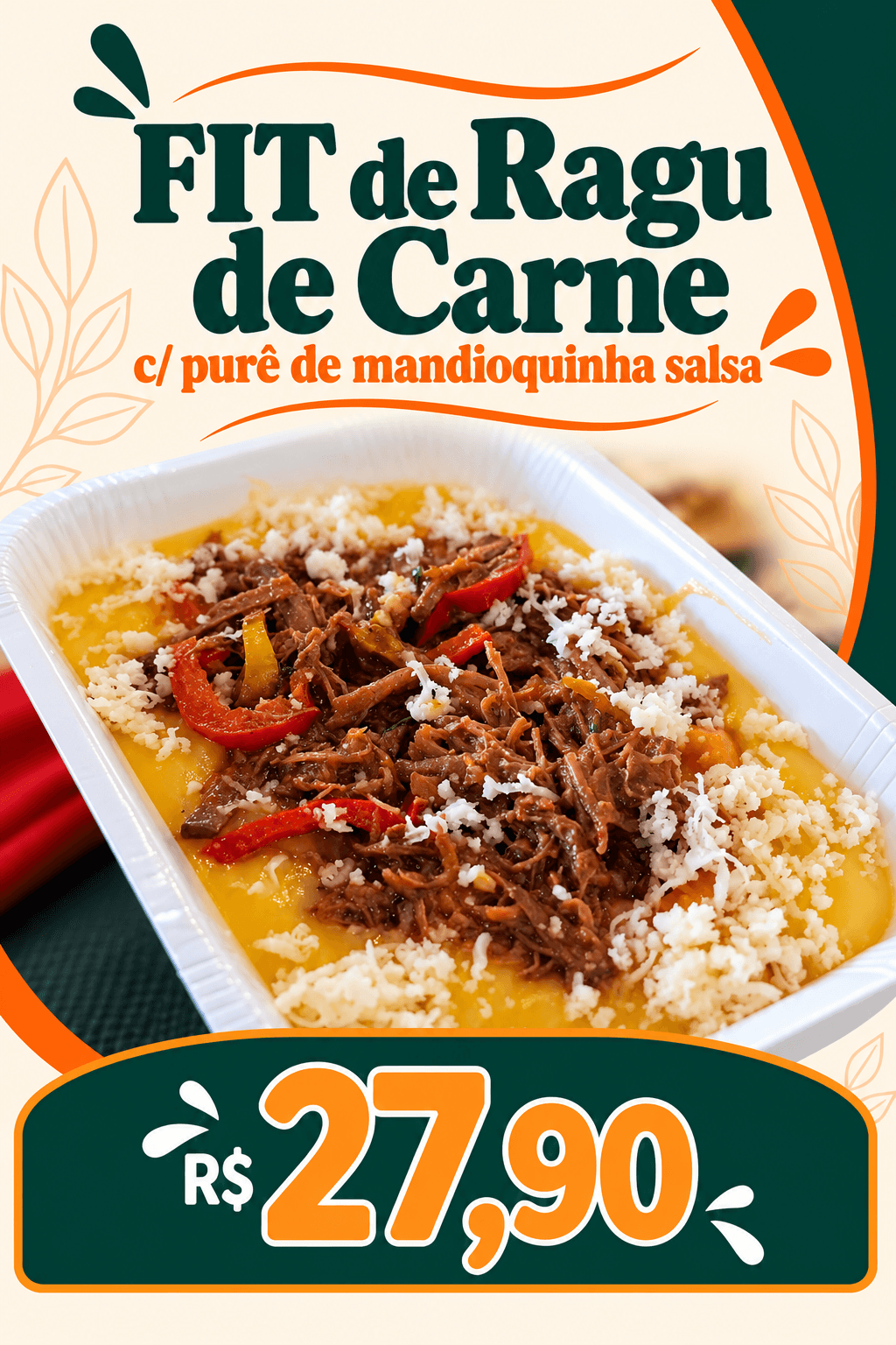FIT de Ragu de Carne c/ Purê de Mandioquinha (300g)